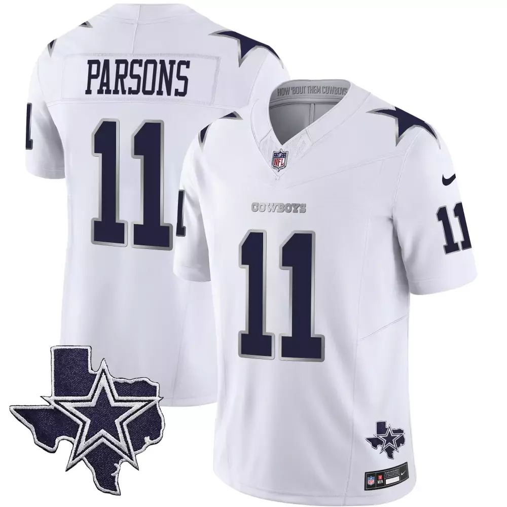 Micah Parsons 11 Cowboys Jersey White Texas Star Men Player Navy Silver Vapor Limited