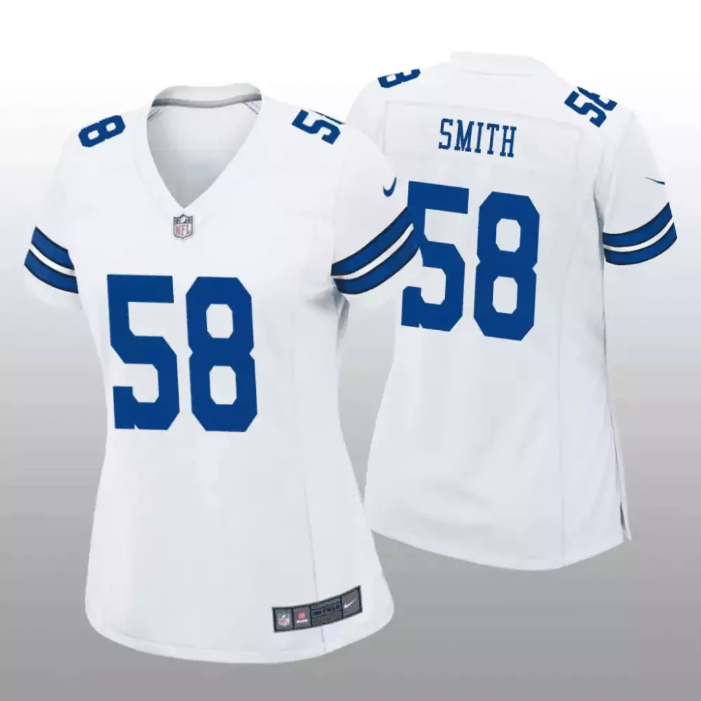 Smith 58 Dallas Cowboys Jersey White Women Blank Blue