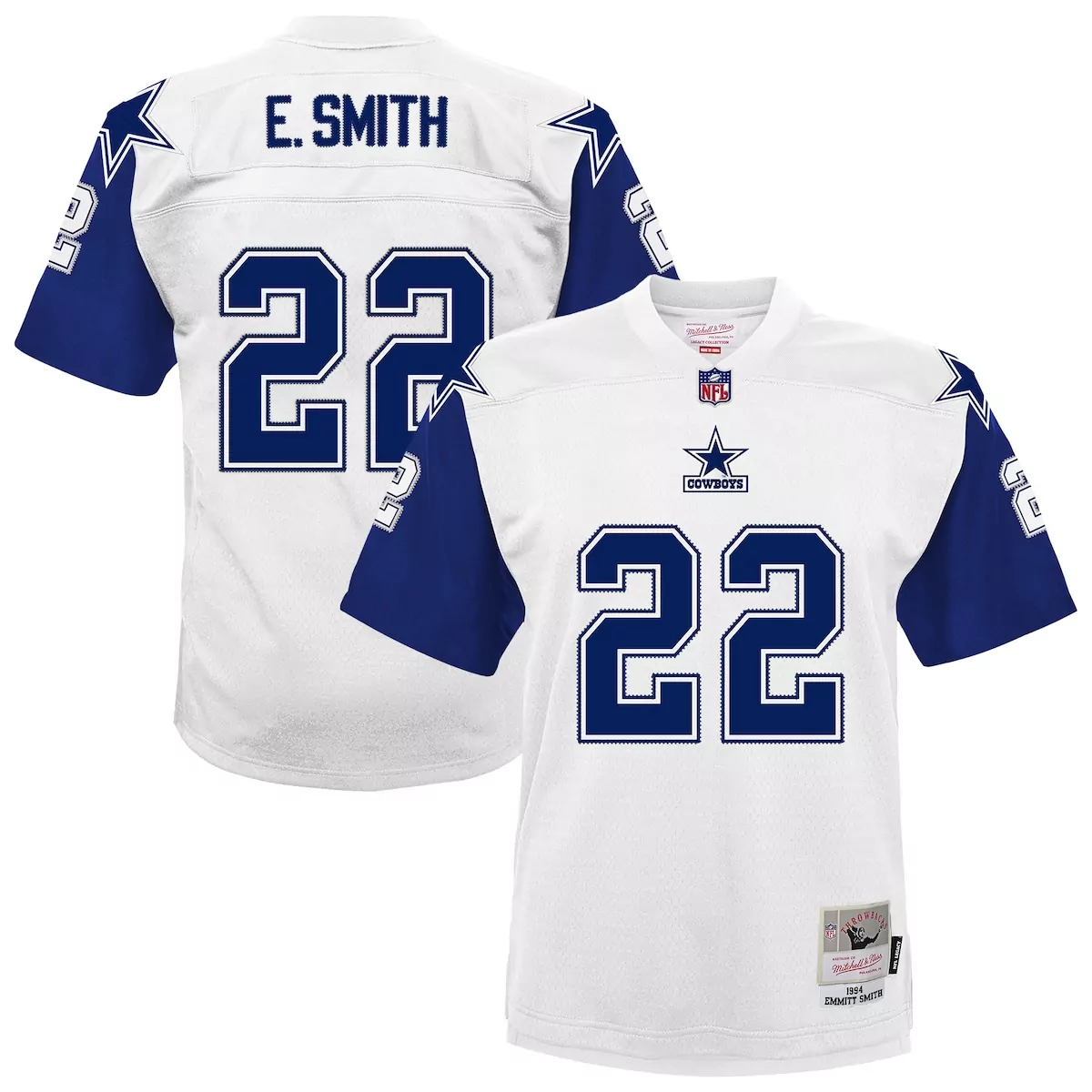 Emmitt Smith 22 Dallas Cowboys Jersey White Legacy Collection Men Blue Silver Alternate