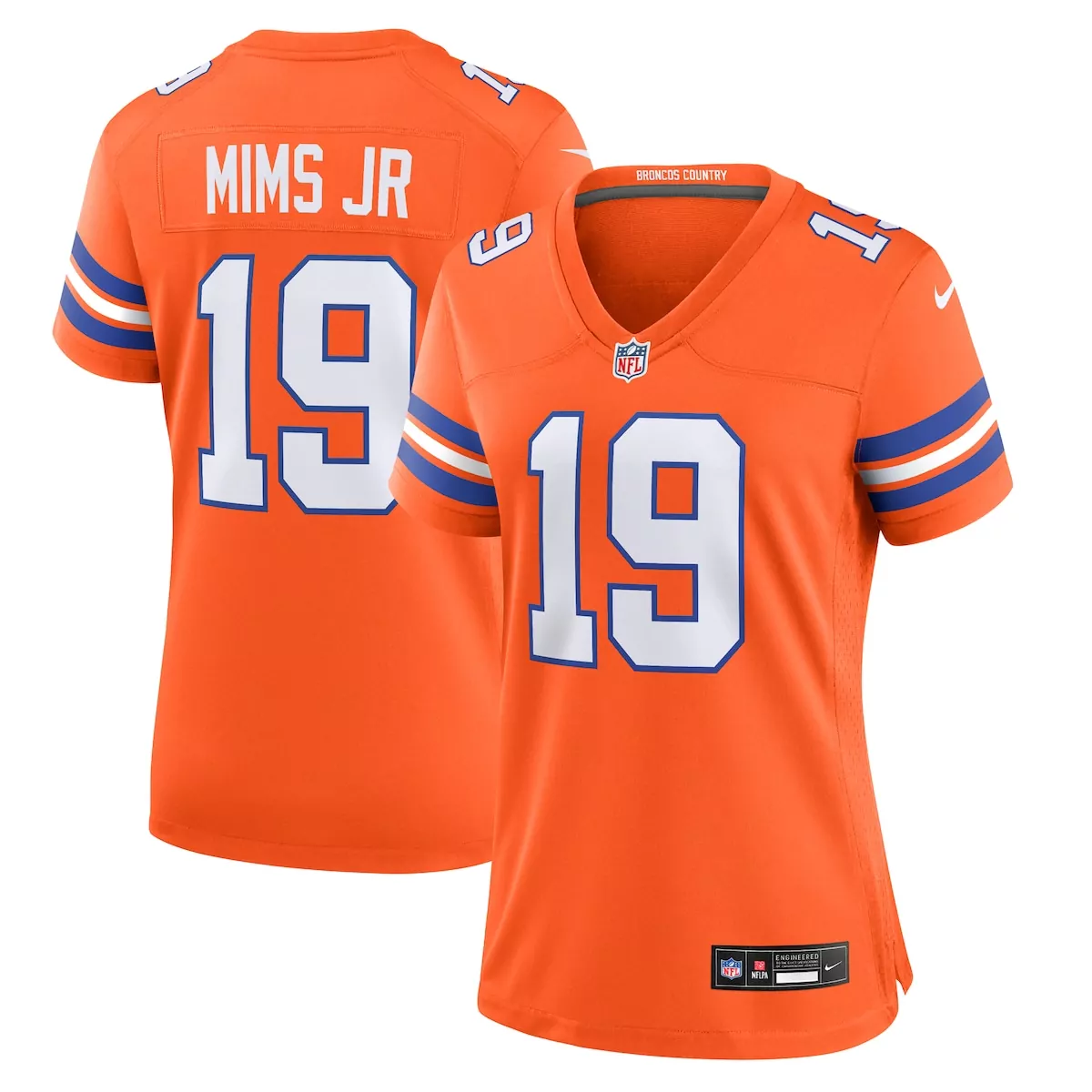 Marvin Mims Jr. 19 Broncos Jersey Orange Men Fans White Blue Collection Throwback