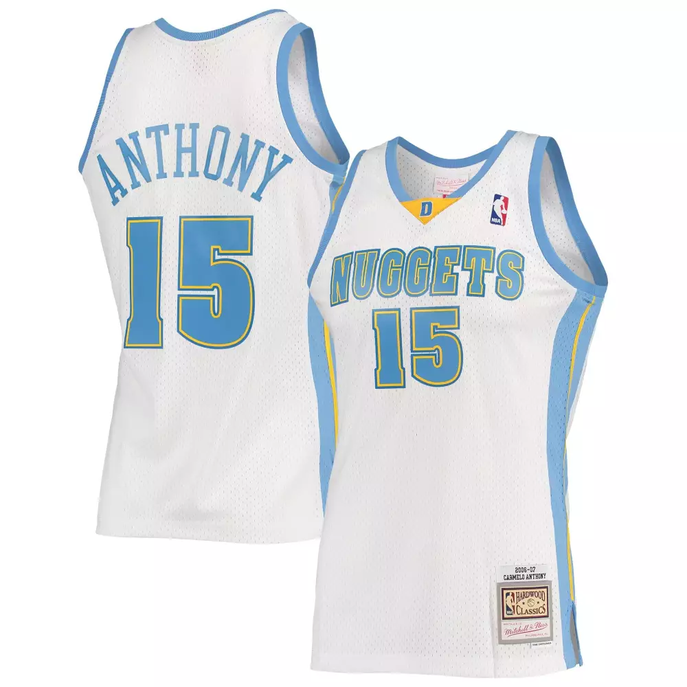 Carmelo Anthony 15 Denver Nuggets Jersey White 2006-07 Hardwood Classics Mitchell Ness