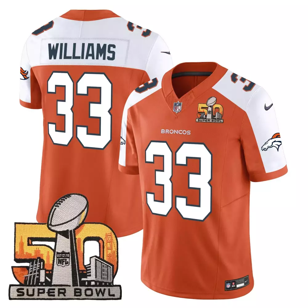 Kristian Williams 33 Broncos Jersey Orange Super Bowl 50 Men White Alternate Vapor