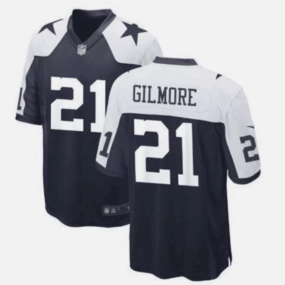 Stephon Gilmore 21 Dallas Cowboys Jersey Navy Blue Men Short Sleeve Split Design
