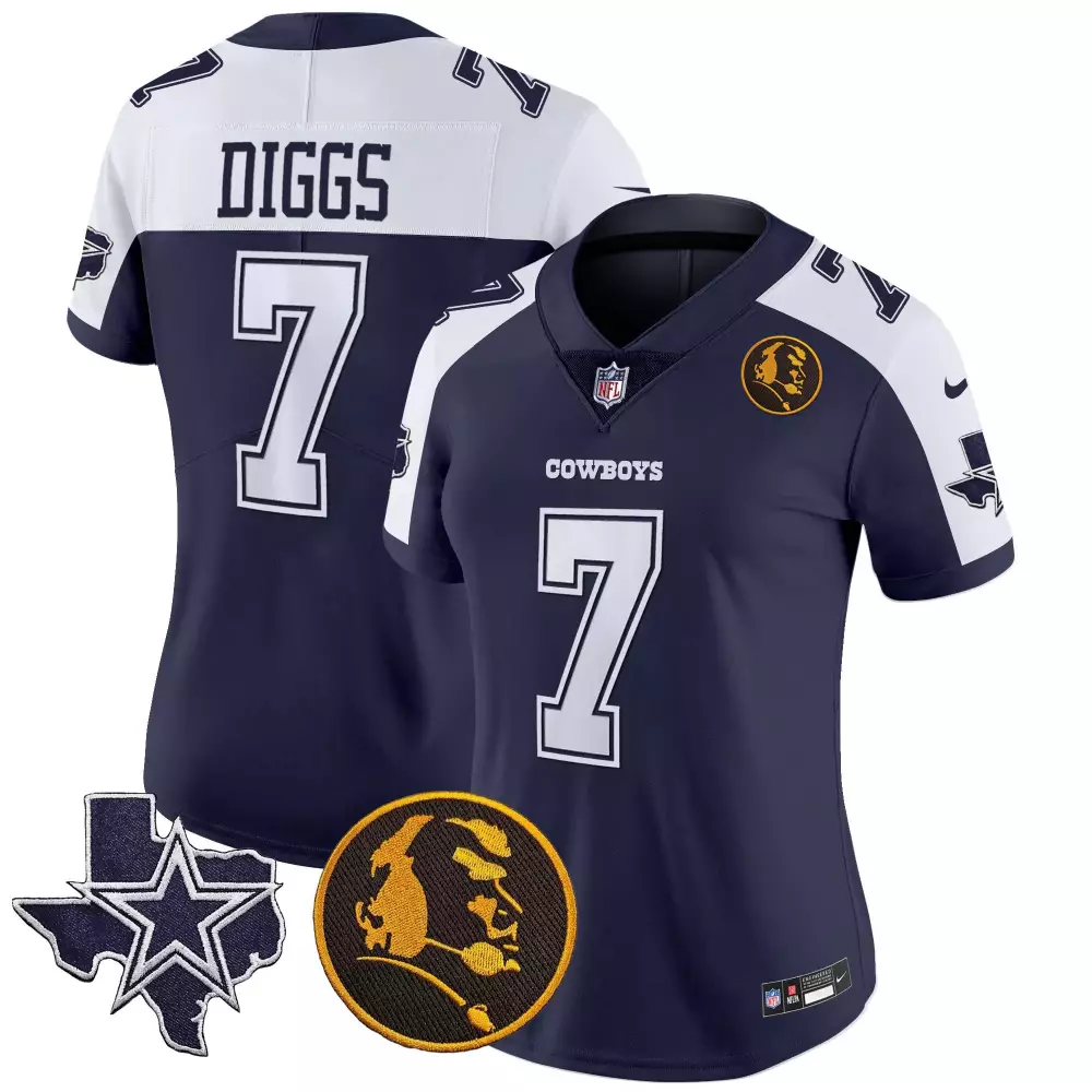 Trevon Diggs 7 Cowboys Jersey Navy Blue Texas Star Men White Alternate Vapor All
