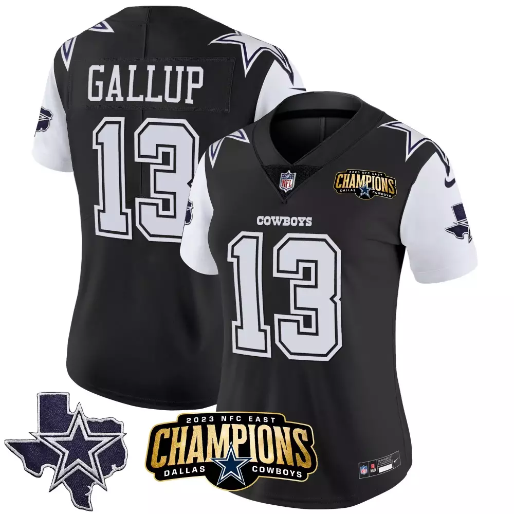 Michael Gallup 13 Dallas Cowboys Jersey Black 2023 NFC East Champions Men NFL White