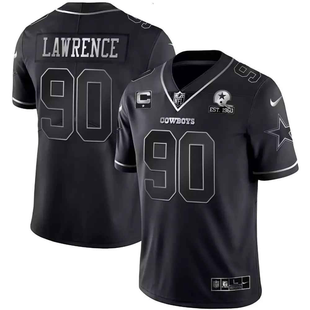 Demarcus Lawrence 90 Cowboys Jersey Black Men Player Silver Vapor Limited All Stitched