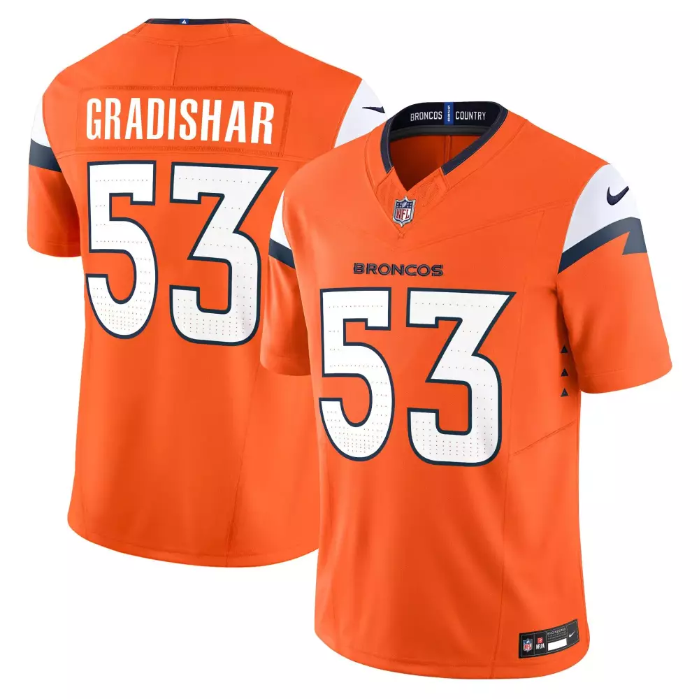 Randy Gradishar 53 Broncos Jersey Orange Men Game White Navy Blue Vapor Limited All