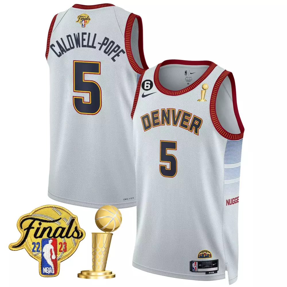 Caldwellpope City 5 Jersey White NBA Finals Denver Nuggets 2023 Men Gold Navy Red
