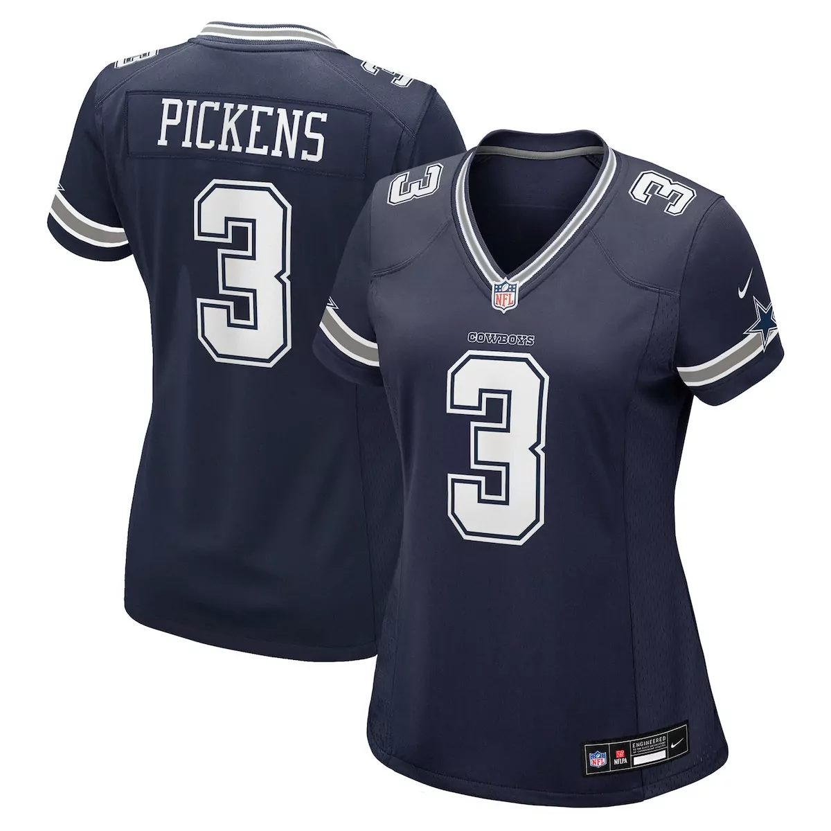 George Pickens 3 Cowboys Jersey Navy Women Authentic Gray White Game