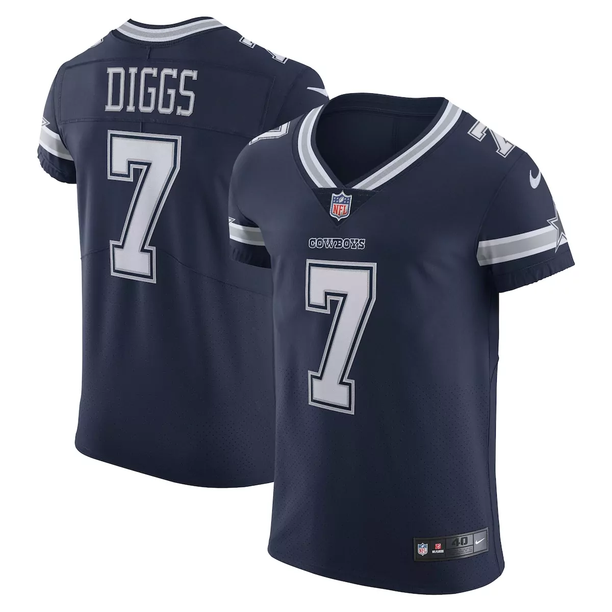 Trevon Diggs 7 Cowboys Jersey Navy Men NFL White Silver Vapor Elite