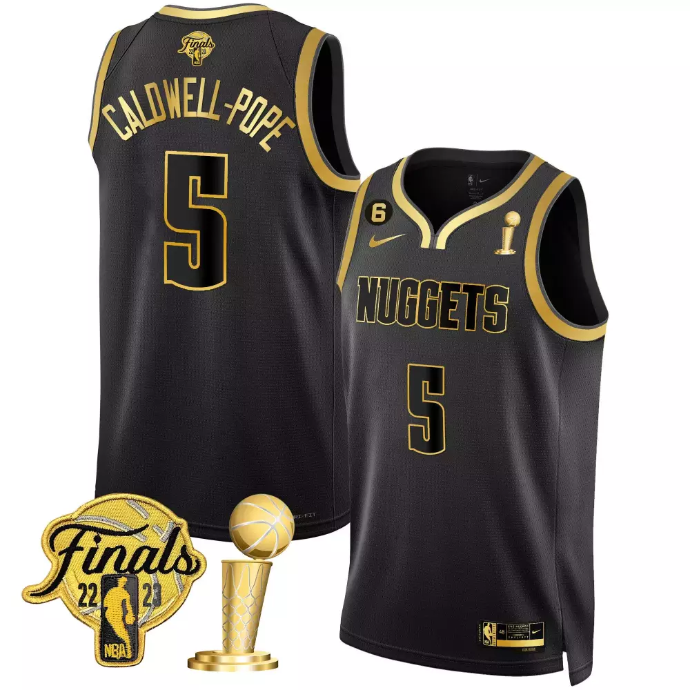 Caldwell-pope 5 Nuggets Jersey Black NBA Finals Champions 2023 Men Gold All Stitched