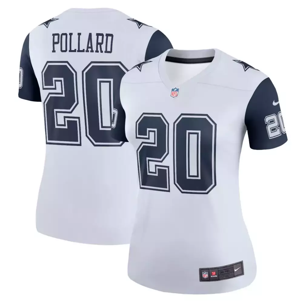 Tony Pollard 20 Dallas Cowboys Jersey White Women Alternate Navy Blue