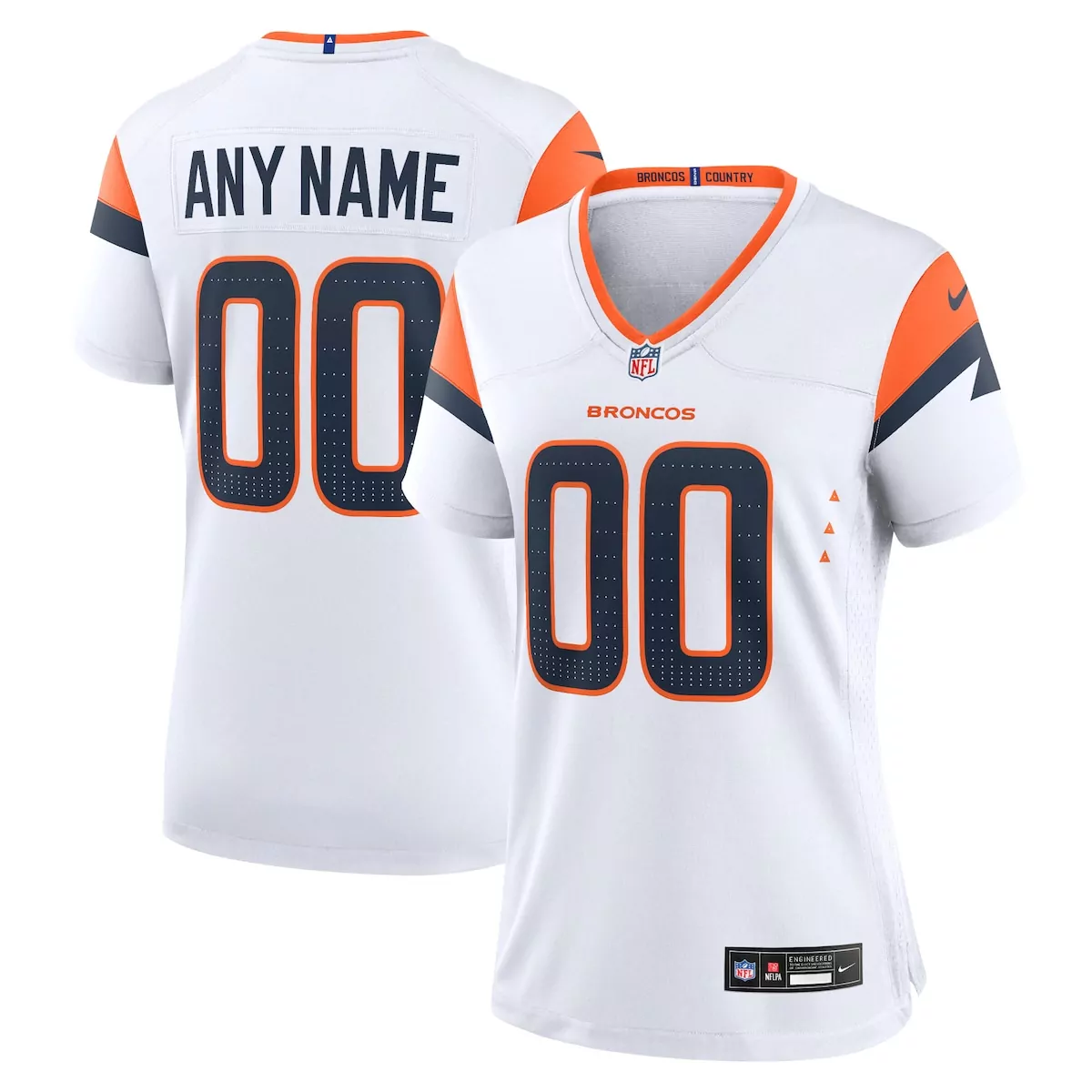 Broncos Jersey White Men Orange Navy Collection Custom Game