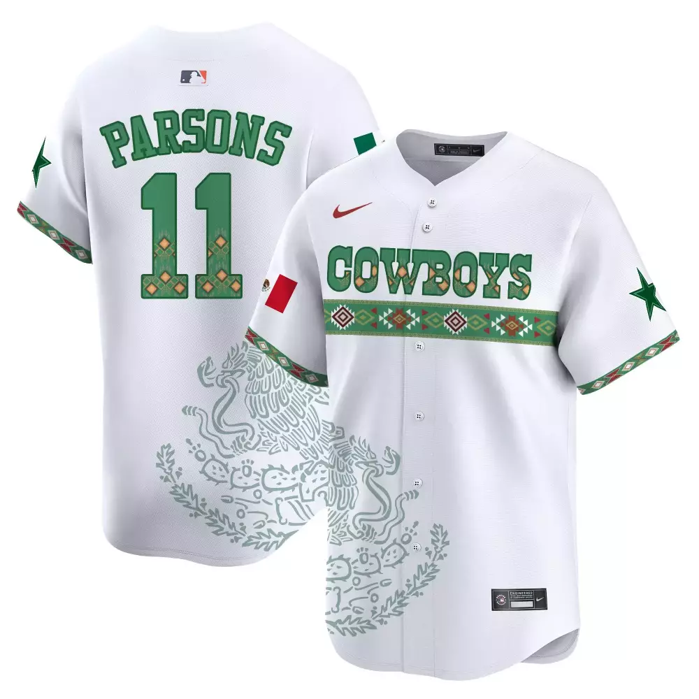 Micah Parsons 11 Cowboys Jersey White Mexican Heritage Mexico Flag Men Custom Design
