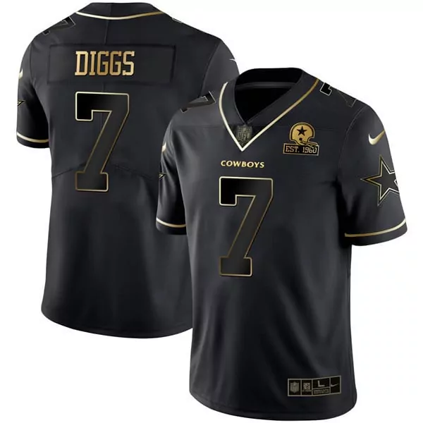 Trevon Diggs 7 Cowboys Jersey Black Men Player Gold Vapor All Stitched
