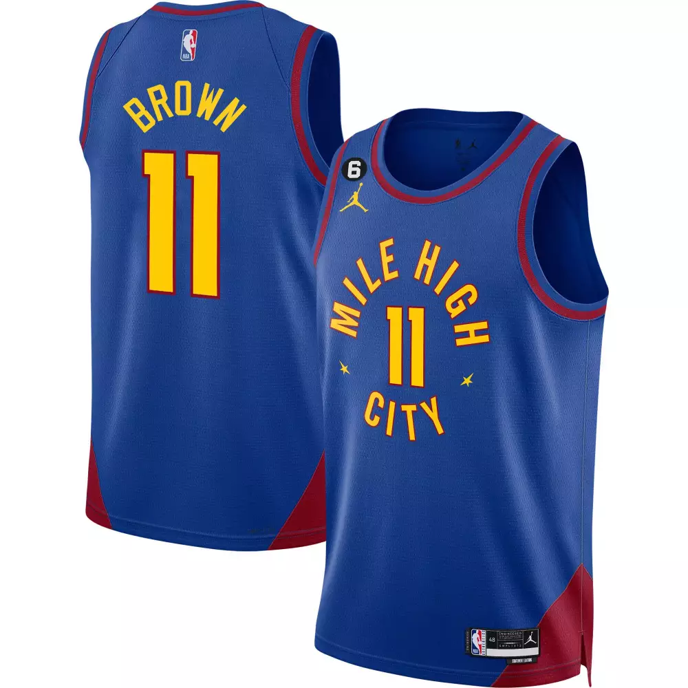 Brown 11 Nuggets Jersey Blue Mile High City Men Yellow Red Collection All Stitched