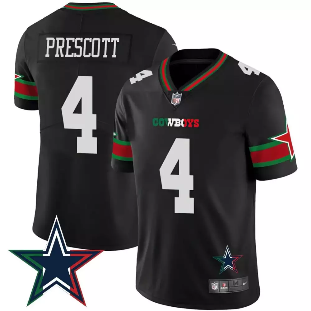Dak Prescott 4 Cowboys Jersey Black Men White Green Red Vapor All Stitched