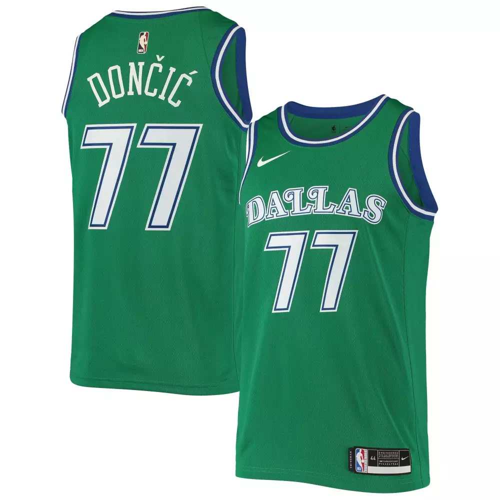 Luka Doncic 77 Dallas Mavericks Jersey Green Men Blue White All Stitched