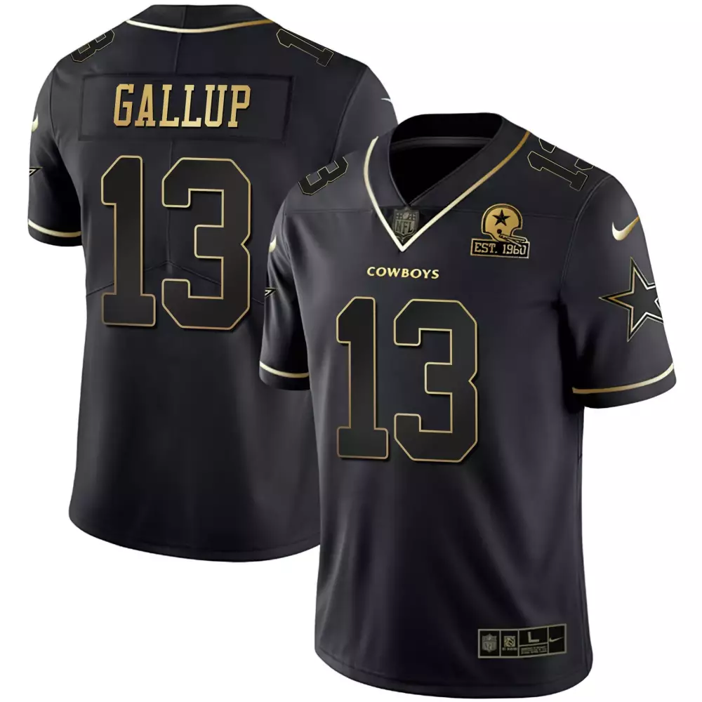 Michael Gallup 13 Cowboys Jersey Black Men T-shirt Gold Vapor Limited All Stitched