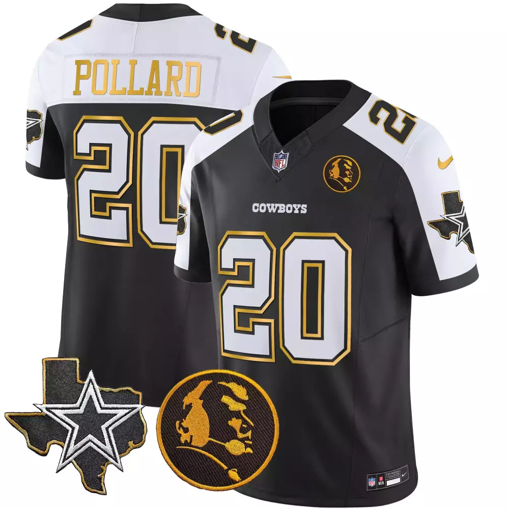 Tony Pollard 20 Cowboys Jersey Black Texas Shape Star Circular Profile Image Men