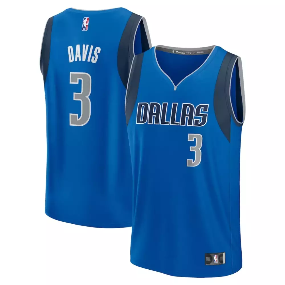 Davis 3 Dallas Mavericks Jersey Blue Men Grey White Replica Icon