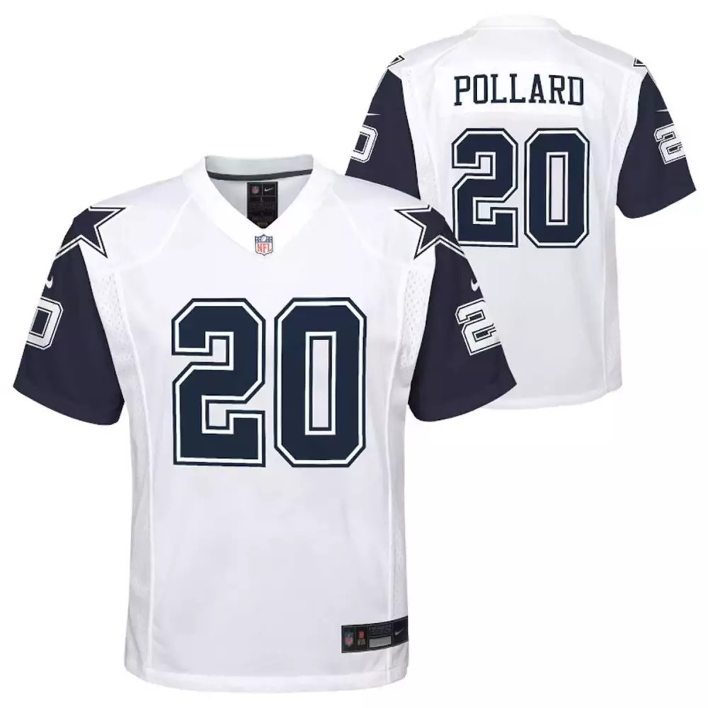 Tony Pollard 20 Dallas Cowboys Jersey White Men Replica Navy Blue
