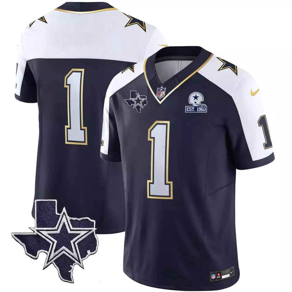 Dak Prescott 1 Dallas Cowboys Jersey Navy 50th Anniversary Texas Outline Star 1960 Helmet
