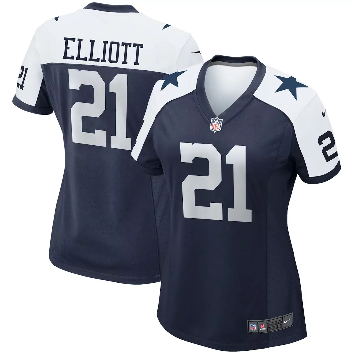 Ezekiel Elliott 21 Dallas Cowboys Jersey Navy Men NFL White Alternate Game