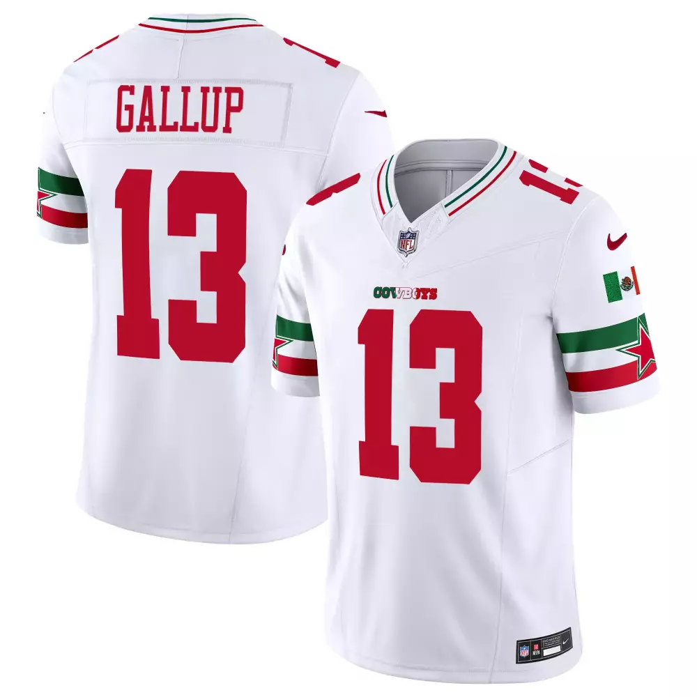 Michael Gallup 13 Cowboys Jersey White Mexico Flag Men Player Red Green Vapor Limited