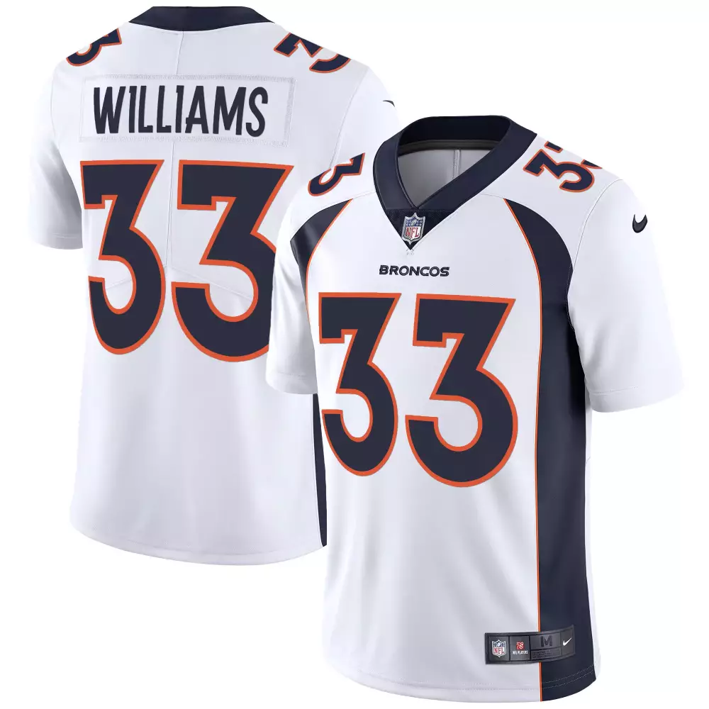 Kristian Williams 33 Broncos Jersey White Men NFL Navy Orange Vapor All Stitched