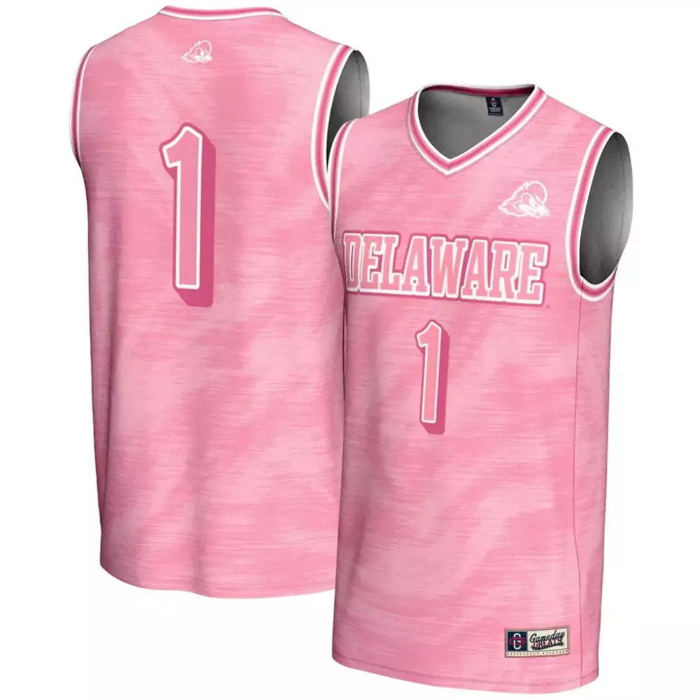 Custom Delaware 1 Jersey Pink Gameday Greats Women White Fashion