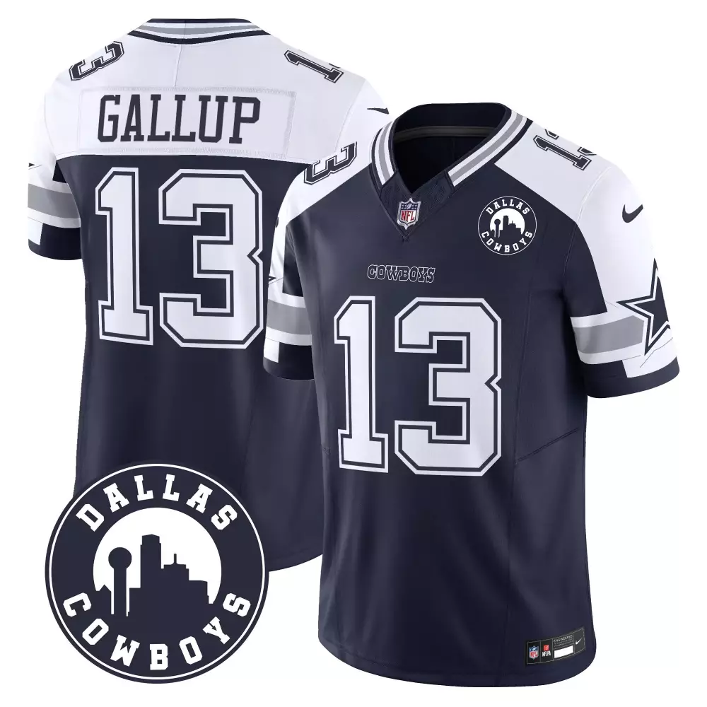 Michael Gallup 13 Dallas Cowboys Jersey Navy Blue City Connect Men Authentic White