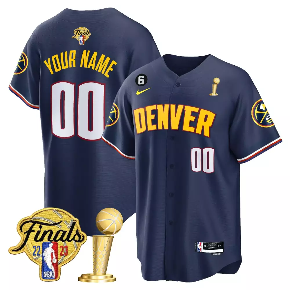 Custom Denver Jersey Navy NBA Finals 2023 Men Yellow White Red Icon Cool Base All