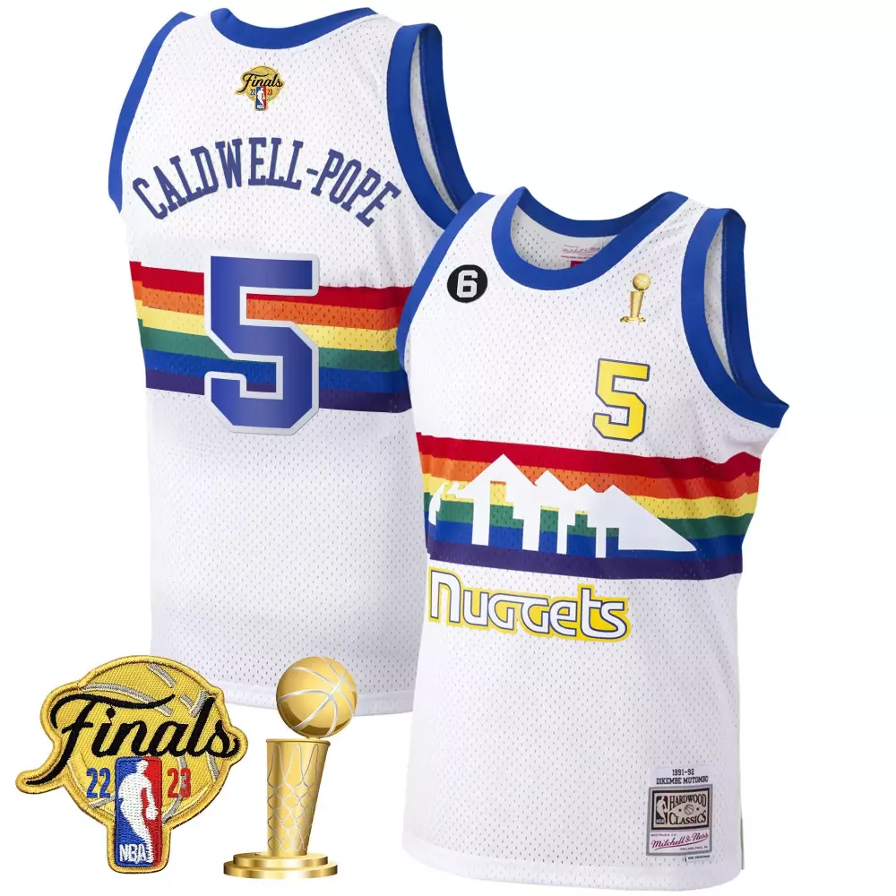 Caldwellpope Classic 5 Nuggets Jersey White 1991-92 Dikembe Mutombo Hardwood Classics Finals 2022-2023