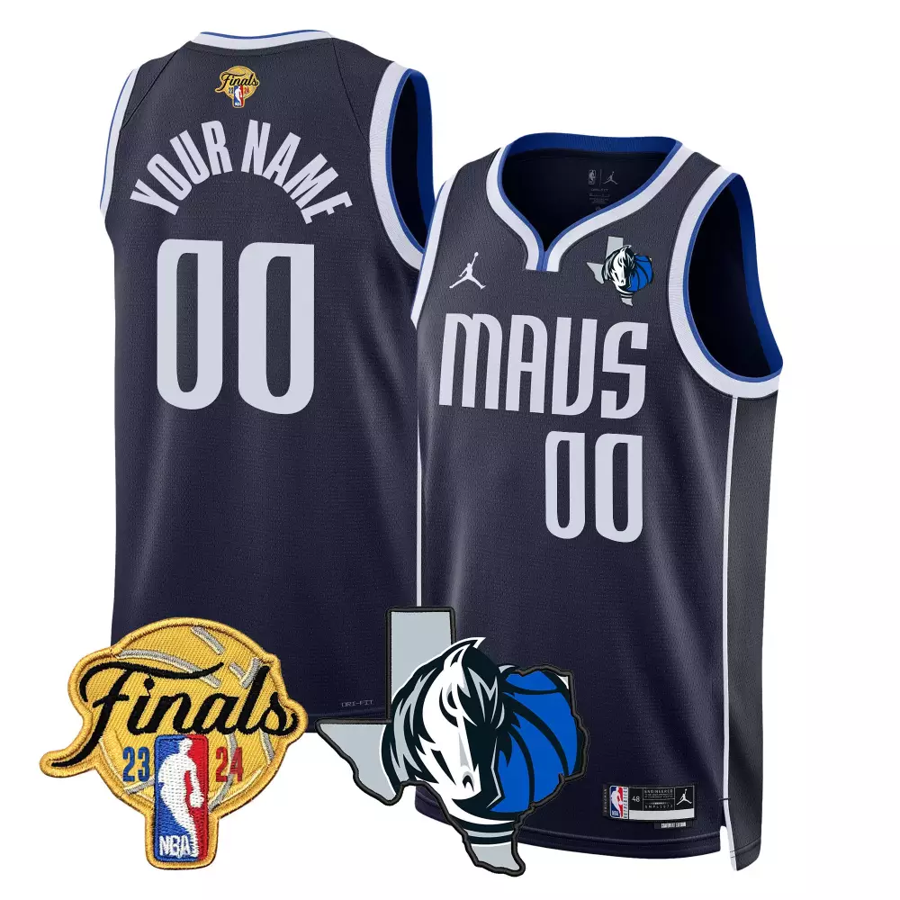Custom Dallas Mavericks Jersey Navy City Edition Finals 2023-24 Men White Blue Swingman