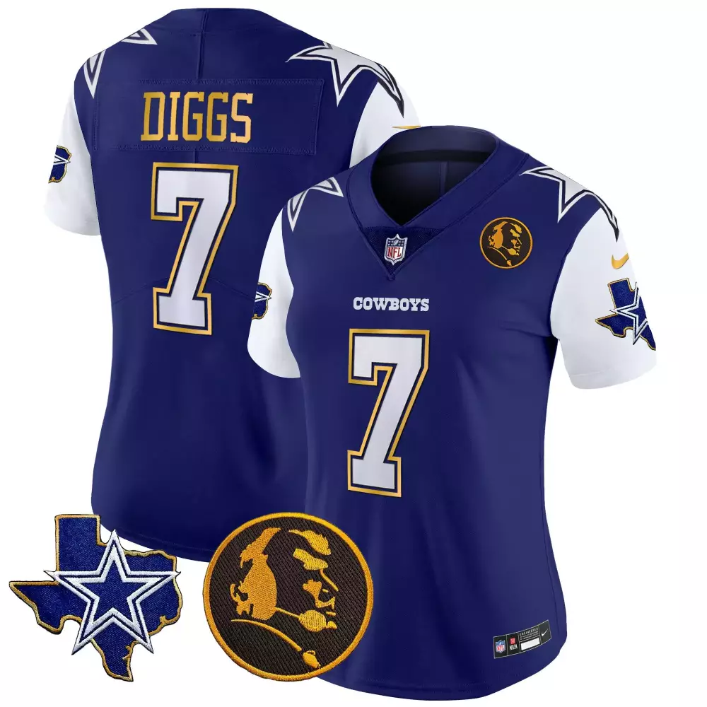 Trevon Diggs 7 Cowboys Jersey Blue NFC Pro Bowl Texas Star Indian Head 2023 Men Standard