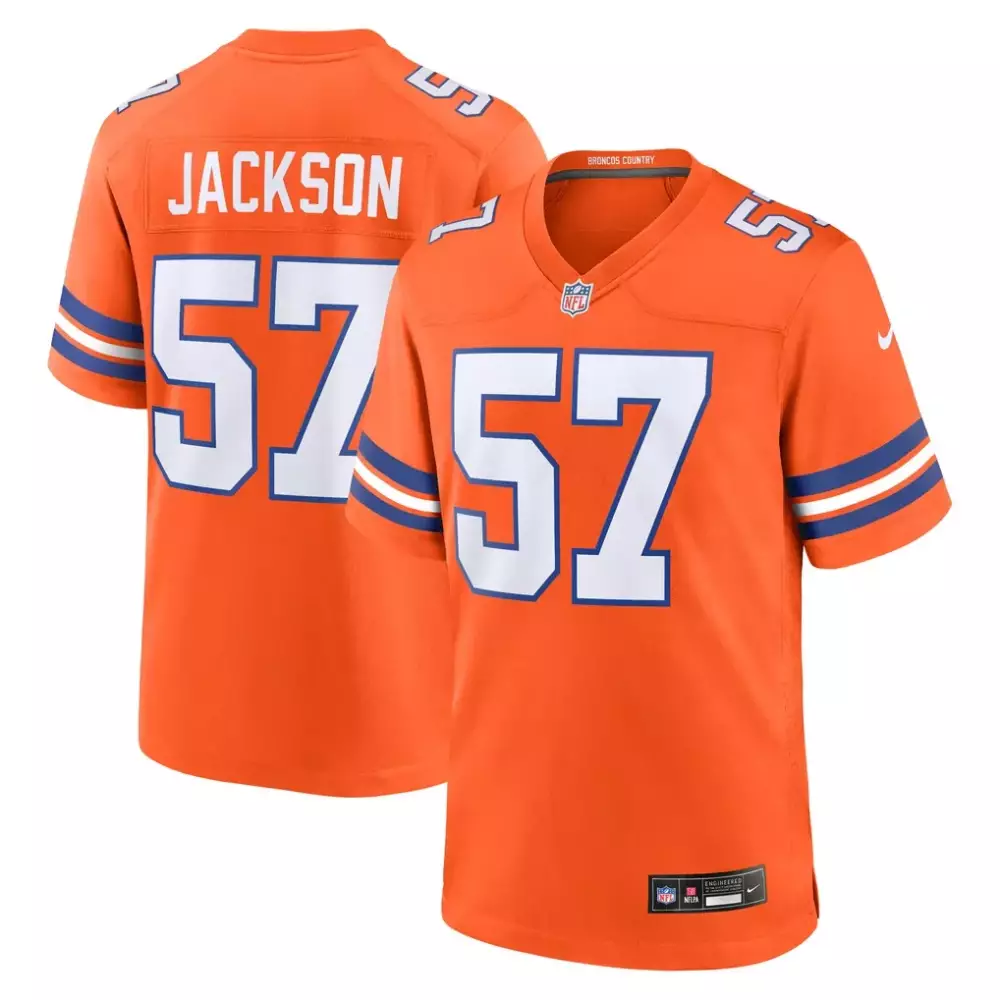Jordan Jackson 57 Denver Broncos Jersey Orange Men White Blue Retired Alternate Game