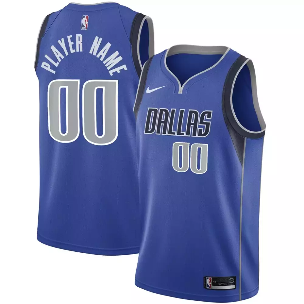 Dallas Mavericks Jersey Royal Blue Men Dark Silver Swingman Custom Icon