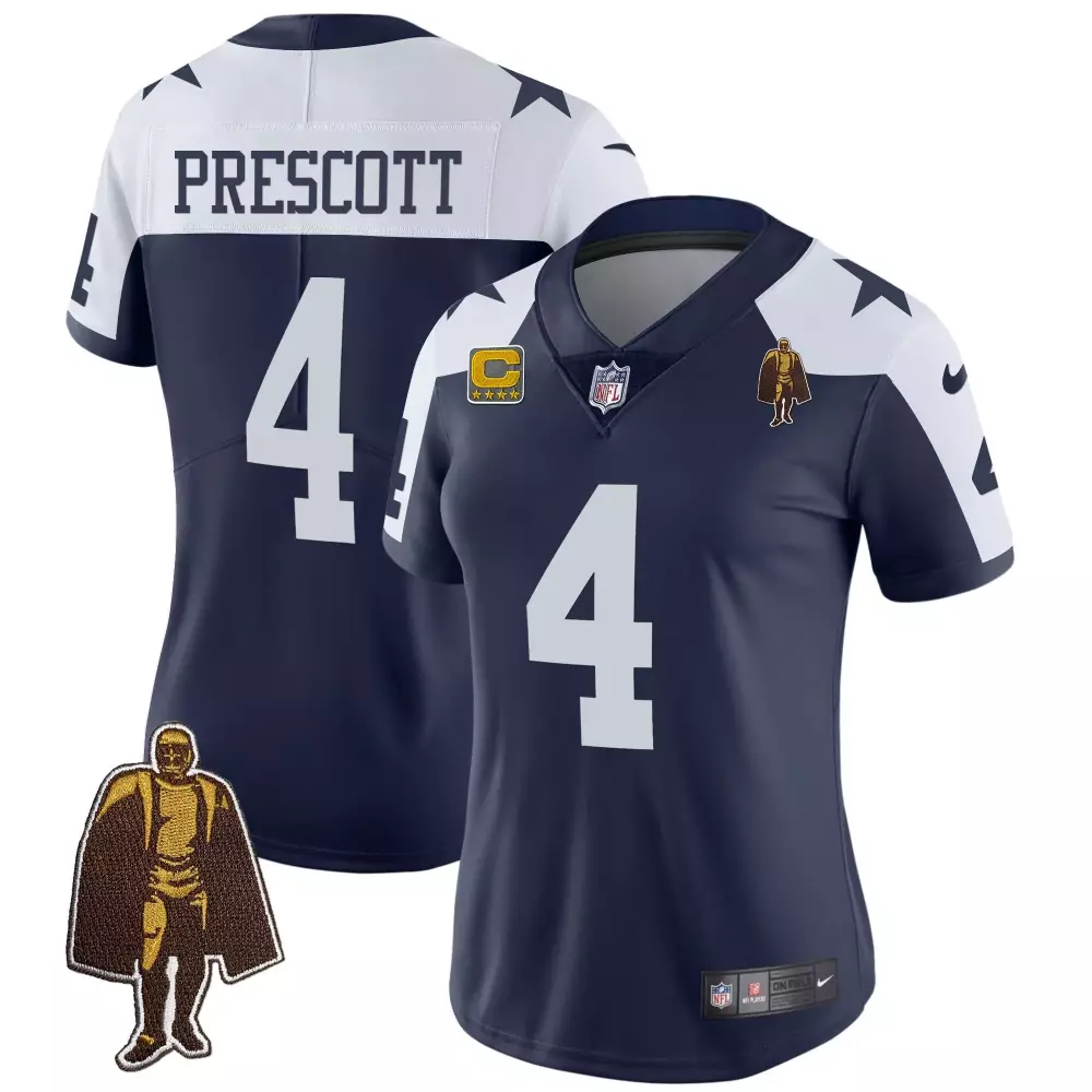 Dak Prescott 4 Dallas Cowboys Jersey Navy Blue Bobblehead Captain Star Women Player