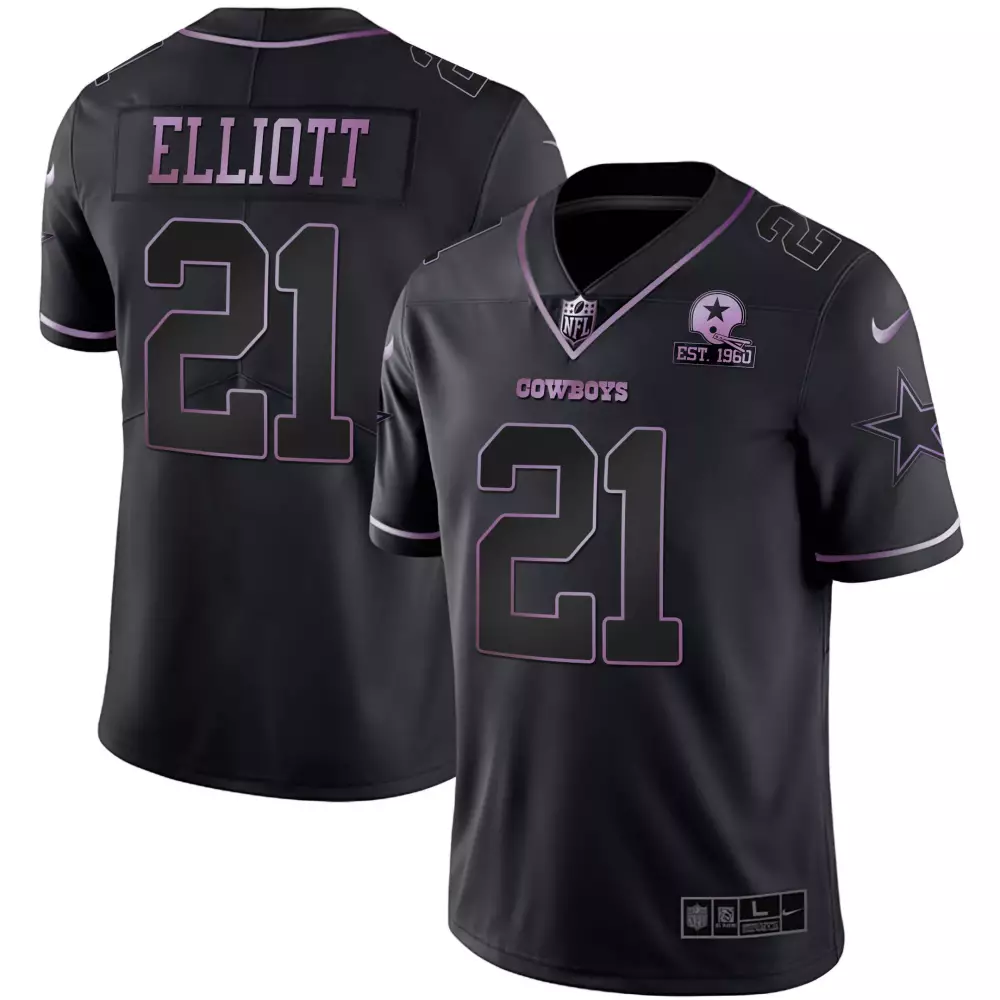 Ezekiel Elliott 21 Cowboys Jersey Black 1960 Men Alternate Purple White Vapor Limited