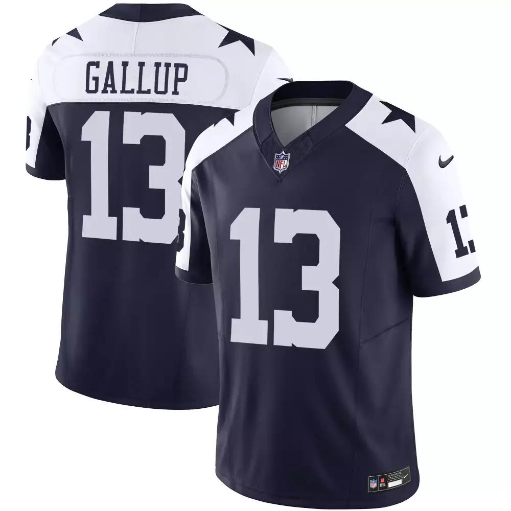 Michael Gallup 13 Dallas Cowboys Jersey Navy Blue Men Game White Alternate Vapor