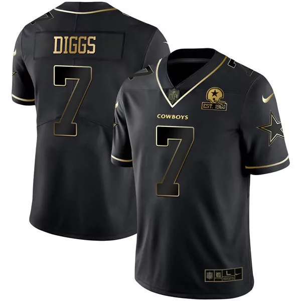 Trevon Diggs 7 Cowboys Jersey Black Est. 1960 Men Gold Vapor Limited All Stitched