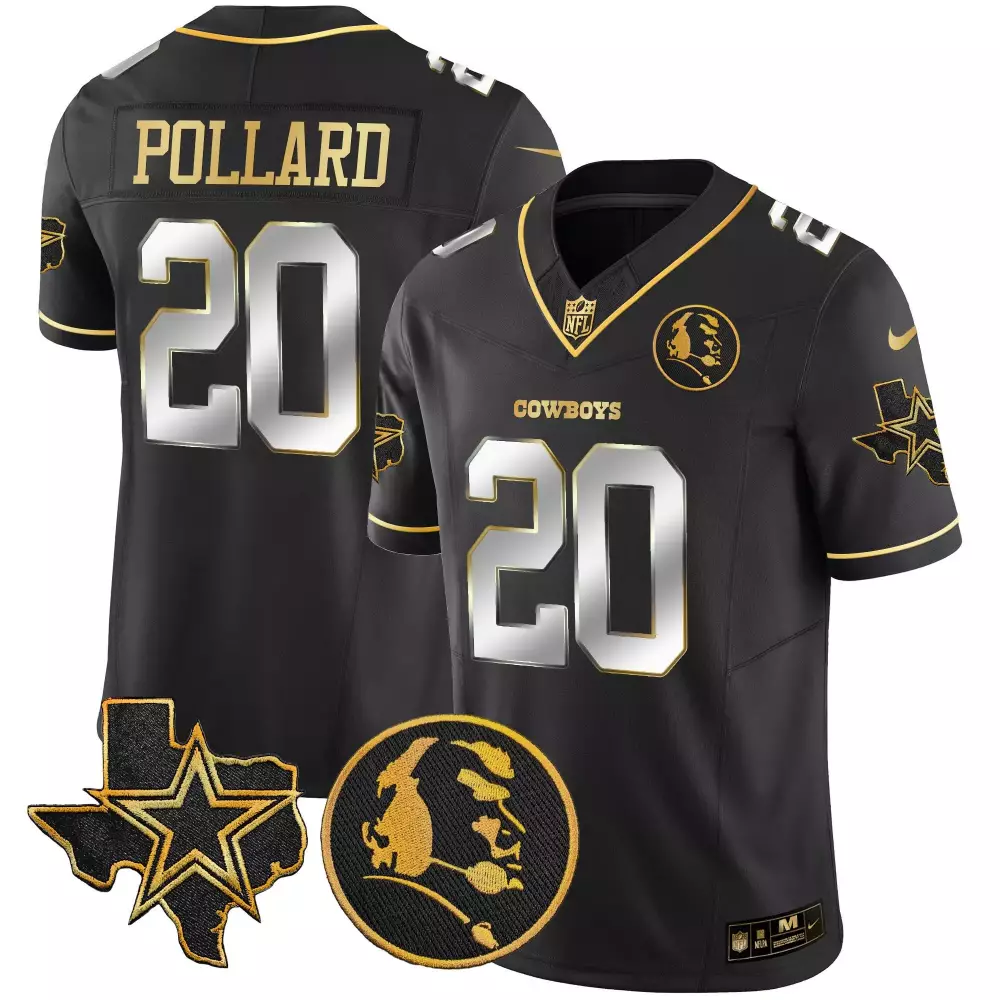 Tony Pollard 20 Cowboys Jersey Black Salute To Service Texas Star Men Alternate Gold