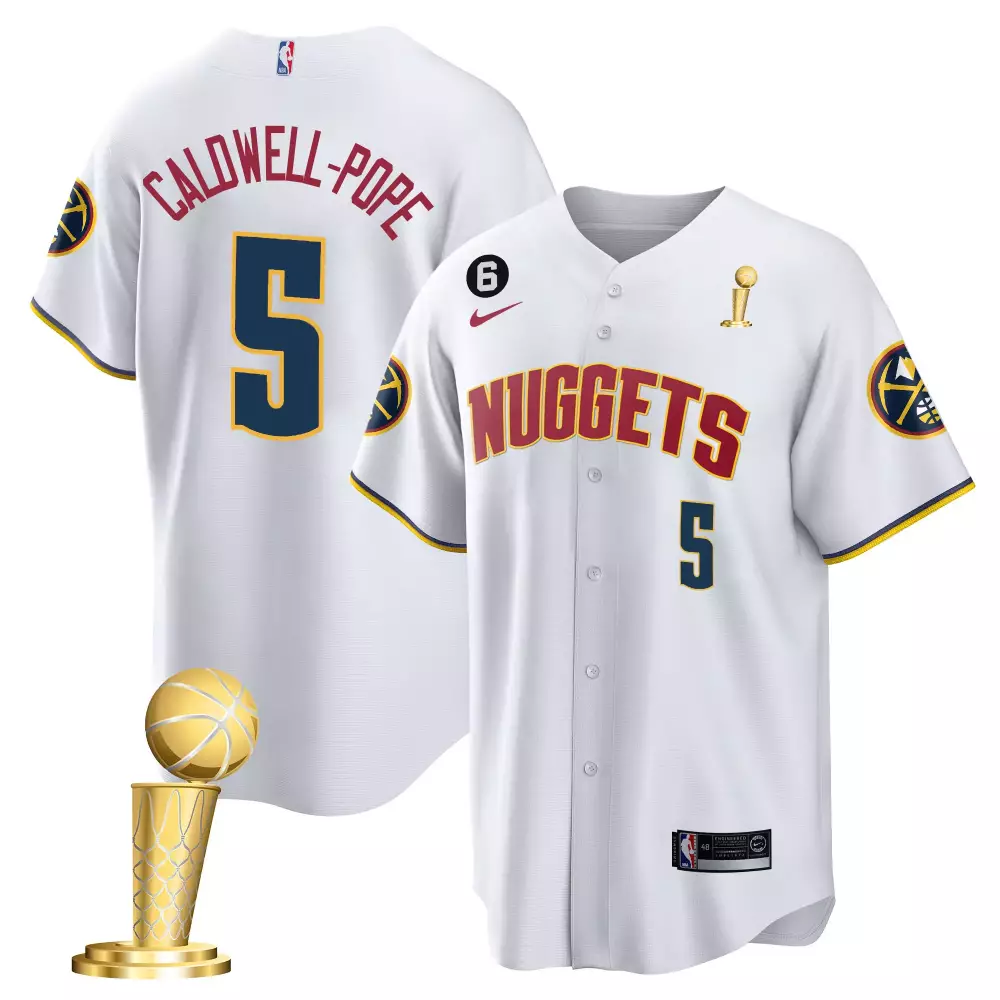 Caldwell-pope 5 Nuggets Jersey White Championship Larry O'brien Trophy Men Navy Gold