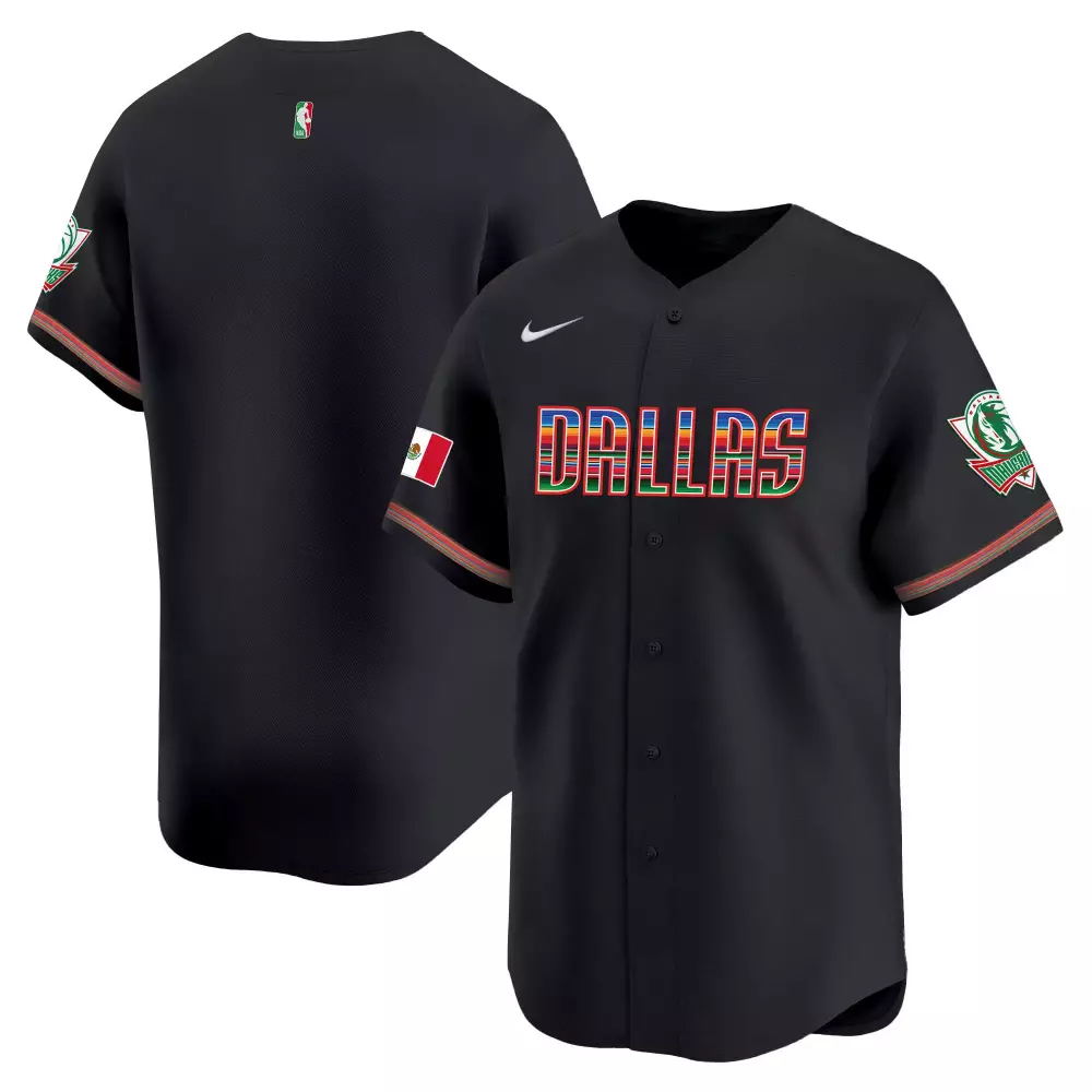 Dallas Mavericks Jersey Black Hispanic Heritage Mexico Flag Men Alternate Multicolor