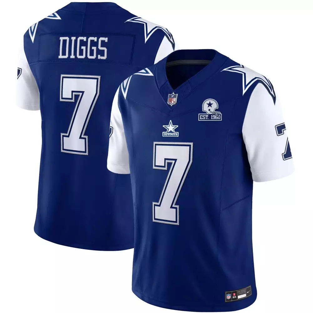 Trevon Diggs 7 Cowboys Jersey Blue Men Official White Throwback Limited Vapor All