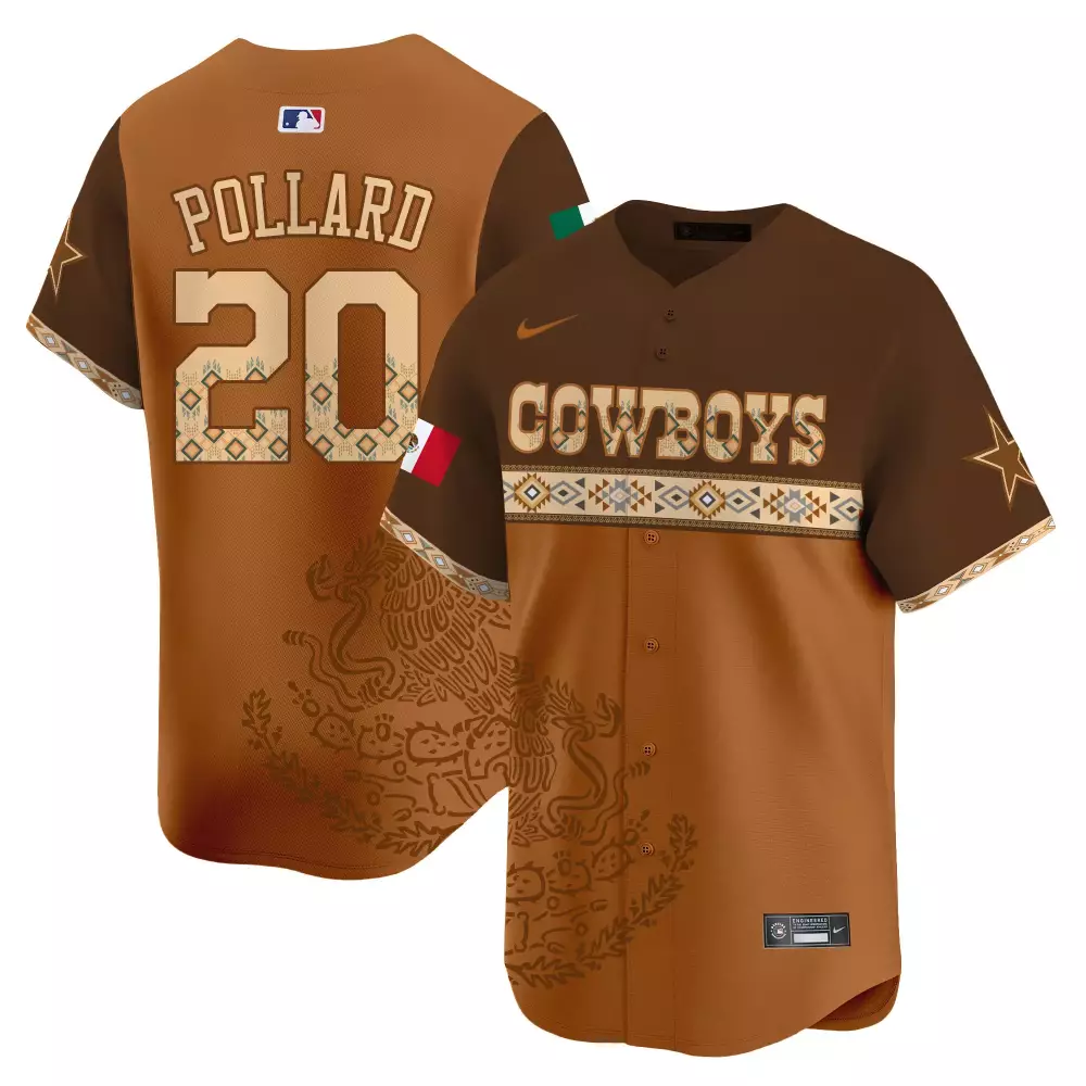 Tony Pollard 20 Cowboys Jersey Brown Día De Muertos Mexico Flag Men Tan White Black