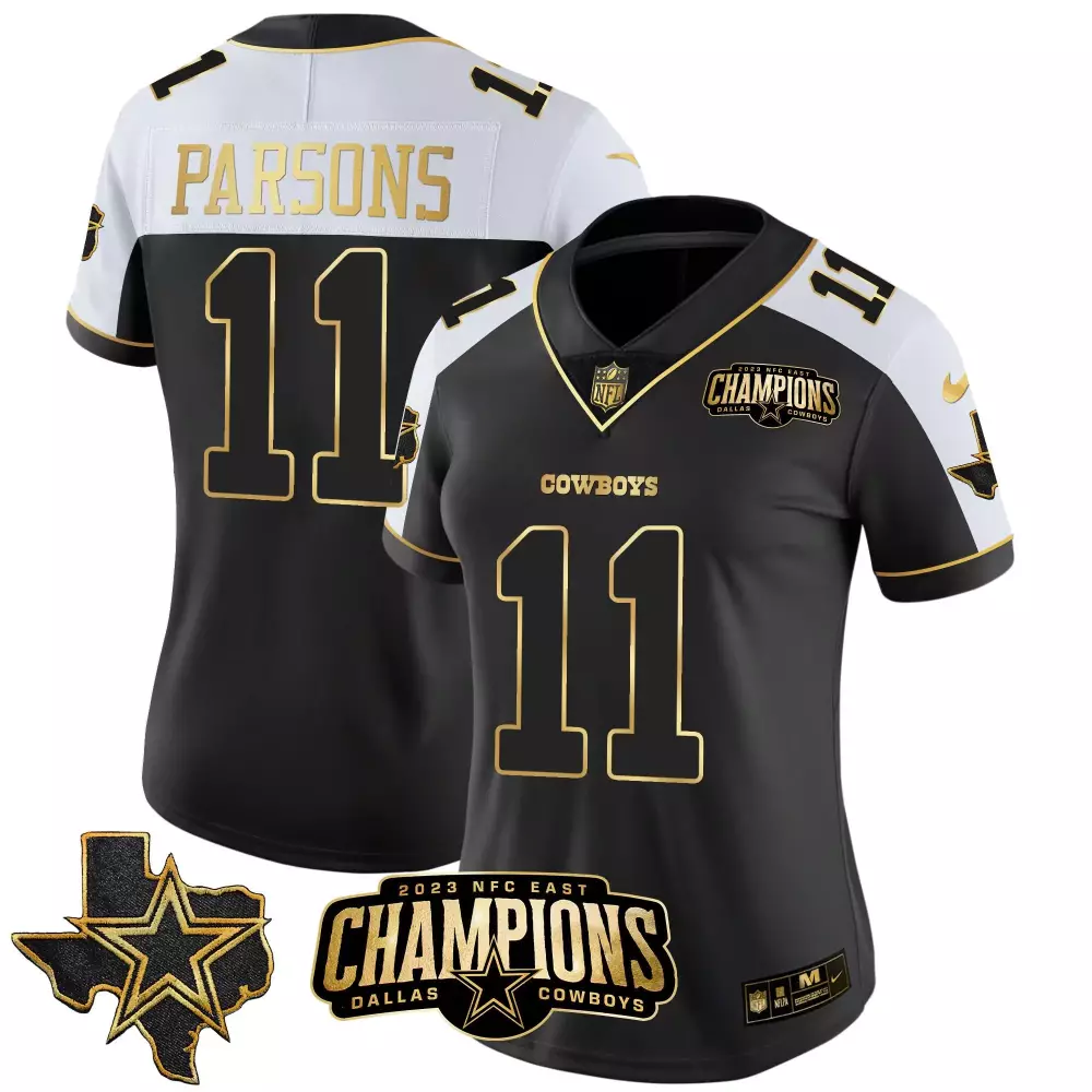 Micah Parsons 11 Dallas Cowboys Jersey Black 2023 NFC East Champions Women Alternate