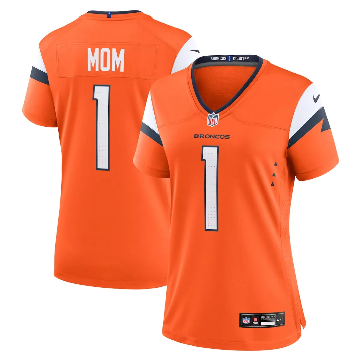 Mom 1 Broncos Jersey Orange Country Nflpa 2023 Women White Navy Game