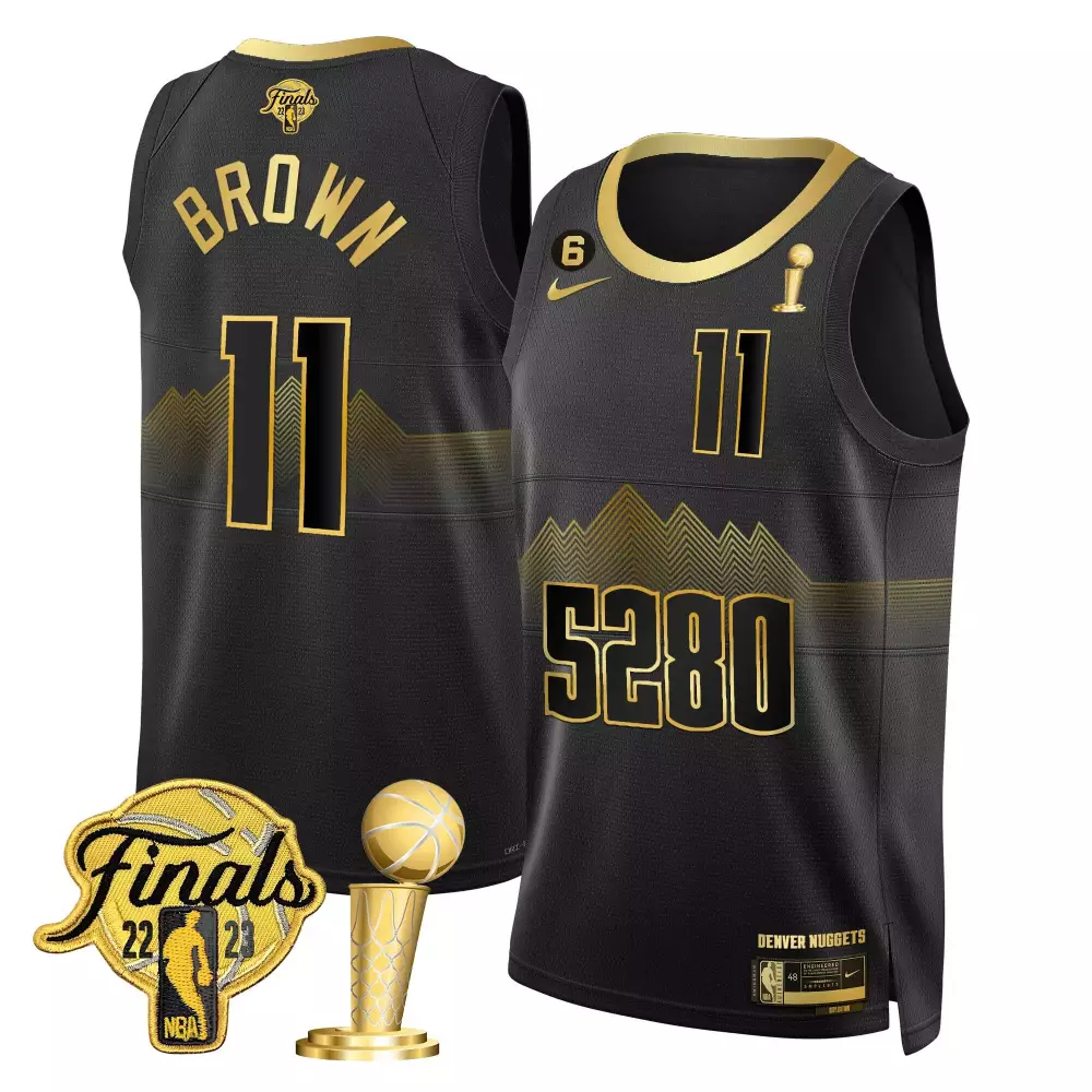Bruce Brown 11 Denver Nuggets Jersey Black 2023 NBA Champions Finals Men Replica